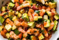 Zesty Mexican Shrimp Cocktail Paired with Stuffed Avocados