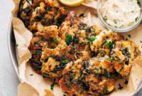 Golden Wild Rice Chicken Fritters with Creamy Garlic Herb Dip