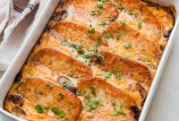 Overnight Spinach Mushroom and Cheddar Hash Brown Casserole