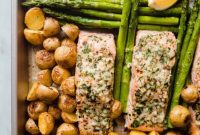 One-Pan Garlic Butter Salmon with Roasted Potatoes and Asparagus