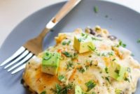 Creamy White Chicken & Black Bean Enchilada Bake