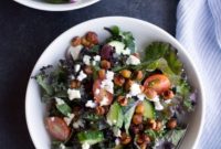 Zesty Kale Greek Salad with Crispy Chickpea Croutons