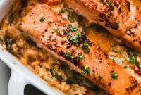 Sun-dried Tomato Salmon Orzo Bake