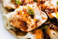 Homemade Cilantro Chicken Wontons with Chili Oil
