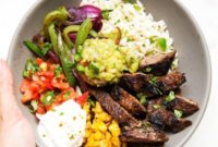 Zesty Steak Fajita Bowls with Garlic Lime Rice