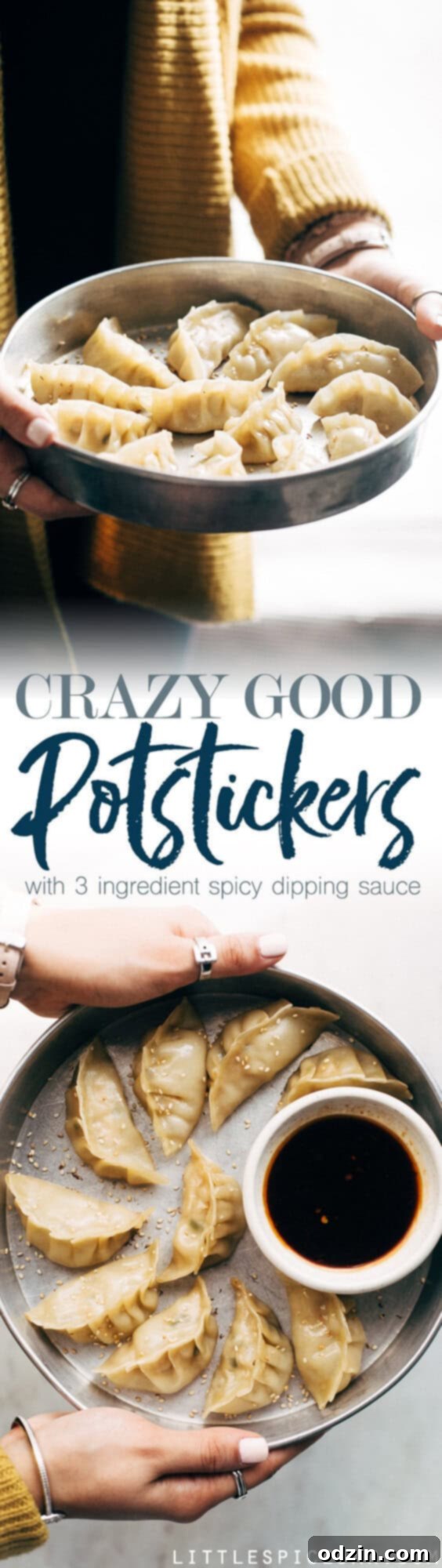 Crazy Good Potstickers with 3-Ingredient Dipping Sauce - The perfect potstickers to make with friends, family, or your significant other on a weekend. The filling is quick and easy to make and these potstickers are so very good! #potstickers #gyoza #jiaozi #wonton | Littlespicejar.com
