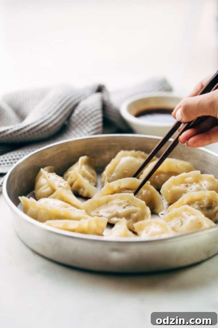 Crazy Good Potstickers with 3-Ingredient Dipping Sauce - The perfect potstickers to make with friends, family, or your significant other on a weekend. The filling is quick and easy to make and these potstickers are so very good! #potstickers #gyoza #jiaozi #wonton | Littlespicejar.com