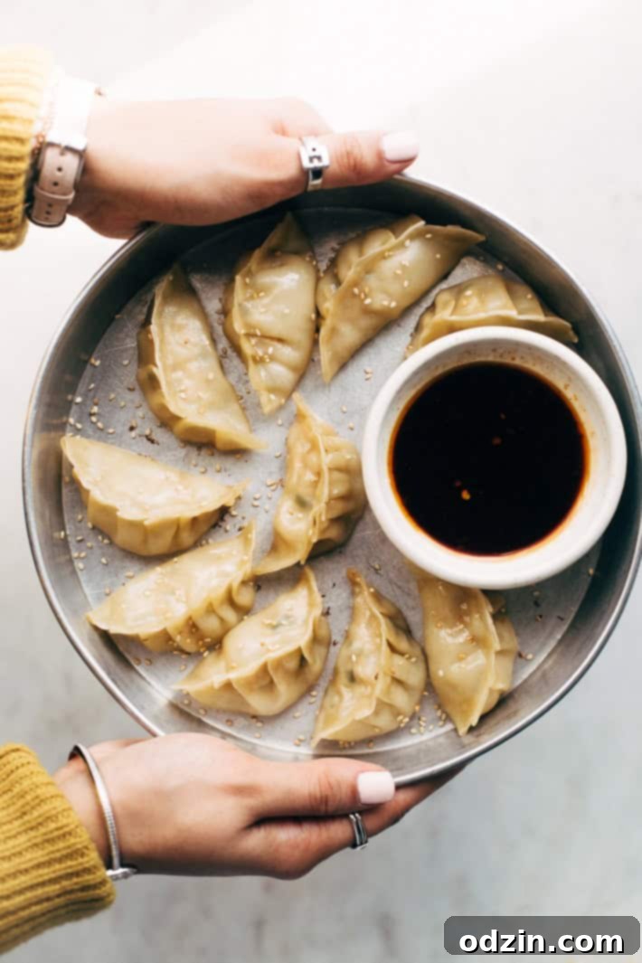 Crazy Good Potstickers with 3-Ingredient Dipping Sauce - The perfect potstickers to make with friends, family, or your significant other on a weekend. The filling is quick and easy to make and these potstickers are so very good! #potstickers #gyoza #jiaozi #wonton | Littlespicejar.com