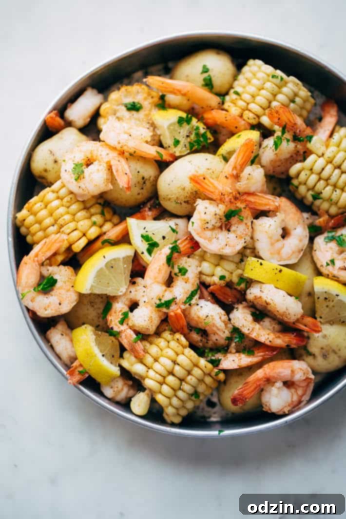 Garlic Loaded Southern Shrimp Boil - This is a 30 minute recipe for a homemade shrimp boil with homemade boil seasoning! #shrimpboil #homemadeoldbayseasoning #shrimp #boil #seafoodboil #crawfishboil | LIttlespicejar.com