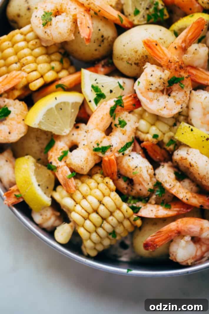 Garlic Loaded Southern Shrimp Boil - This is a 30 minute recipe for a homemade shrimp boil with homemade boil seasoning! #shrimpboil #homemadeoldbayseasoning #shrimp #boil #seafoodboil #crawfishboil | LIttlespicejar.com