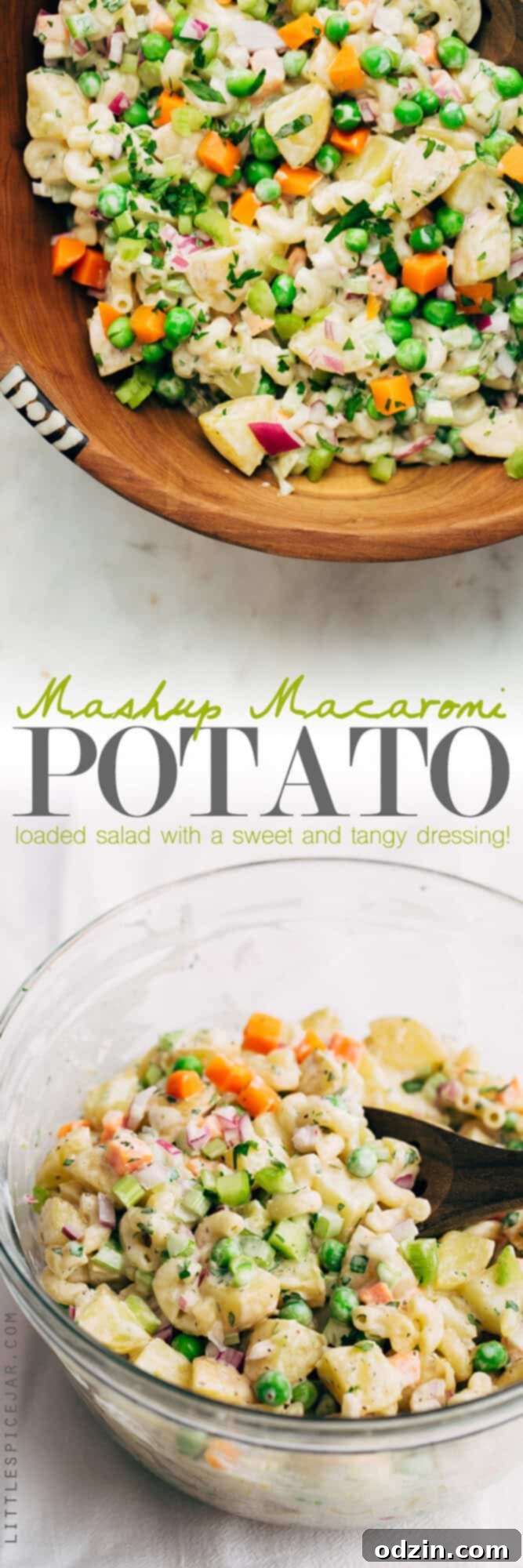 Mashup Macaroni Potato Salad - my family's favorite potato salad recipe! This is easy to make and is LOADED with flavor! #potatosalad #salad #macaronisalad #picnic #barbecue | Littlespicejar.com Large bowl of homemade Macaroni Potato Salad, a comforting and flavorful side dish for any occasion. #potatosalad #salad #macaronisalad #picnic #barbecue #comfortfood