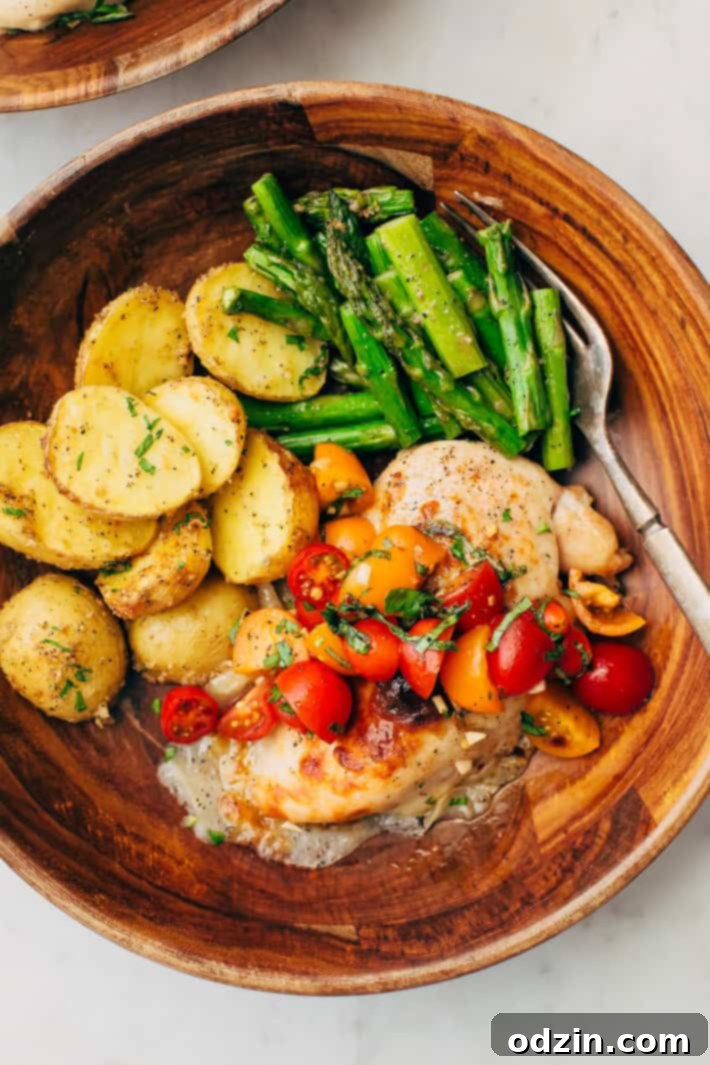 Sheet Pan Bruschetta Chicken Dinner