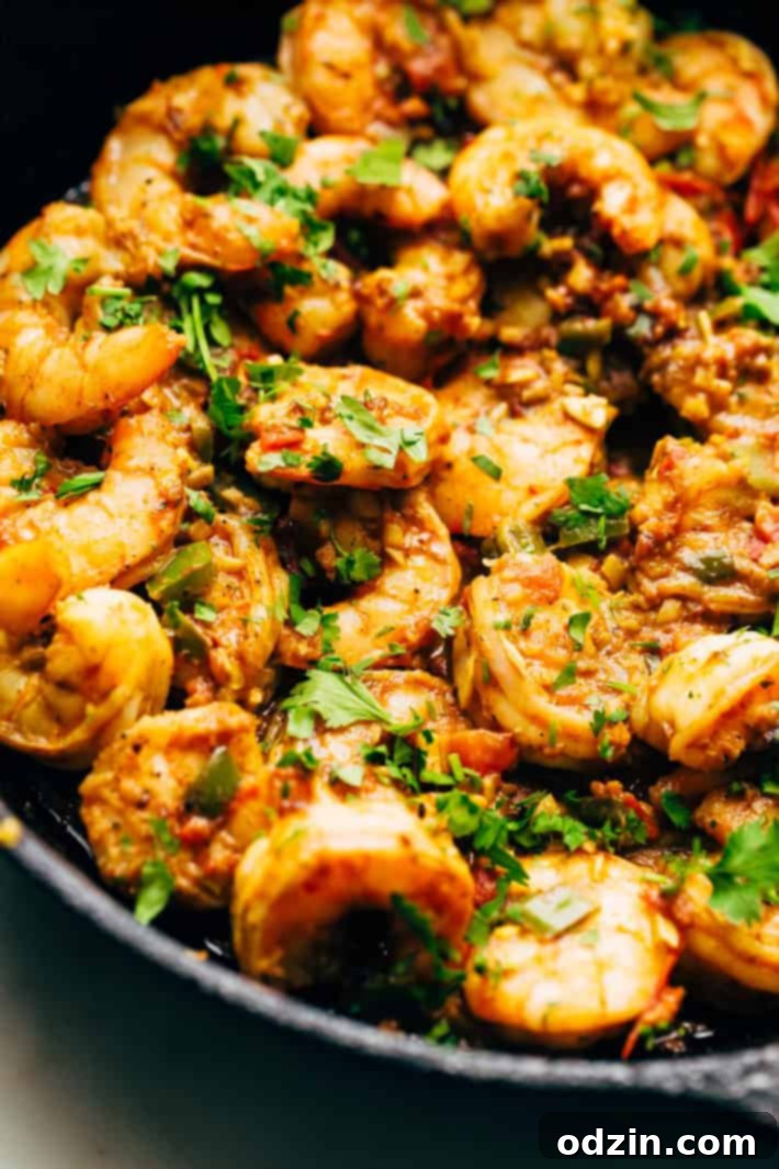 Spicy Shrimp Masala Ready to Serve Plated Spicy Shrimp Masala garnished with fresh cilantro, ready to be enjoyed with warm naan or fragrant basmati rice, a perfect 30-minute Indian dinner.