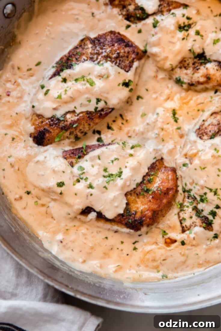 Skillet Chicken in Balsamic Caramelized Onion Cream Sauce