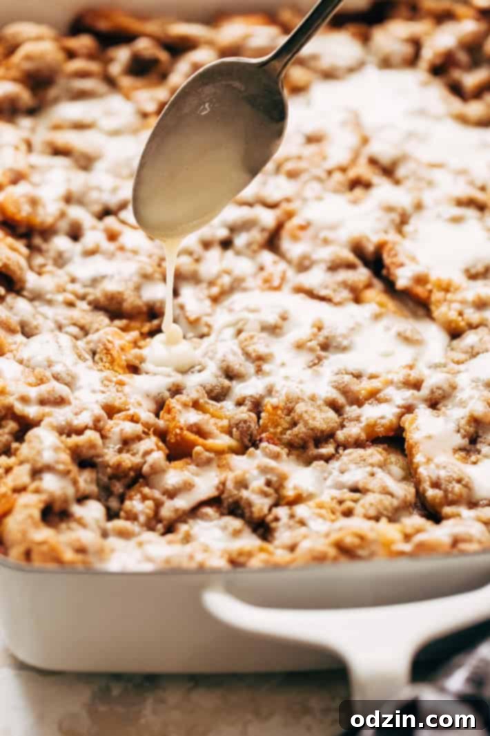 Sliced Apple French Toast Casserole ready to serve