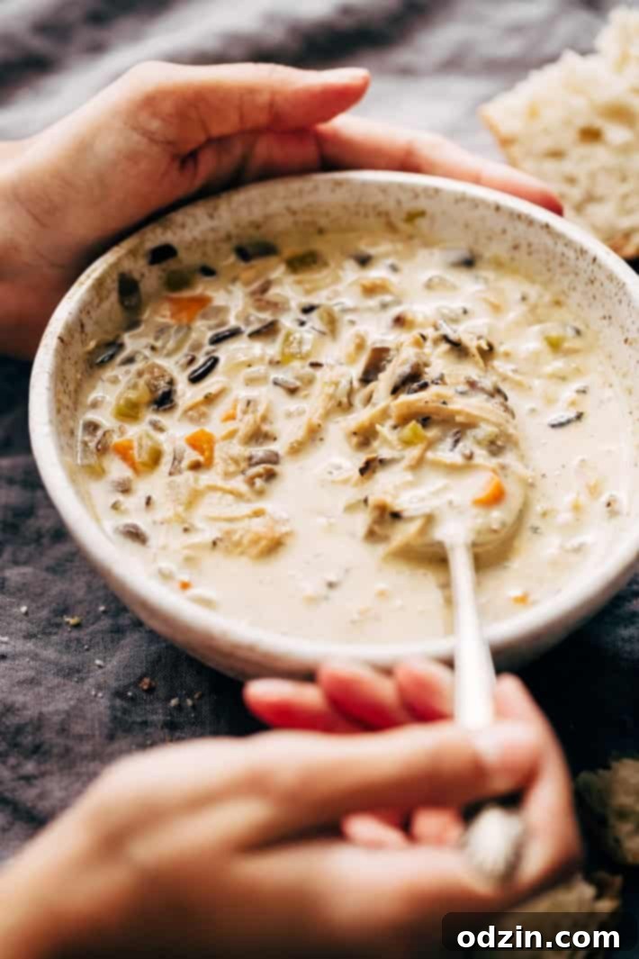 Instant Pot Chicken Wild Rice Soup - this soup is warm and filling and takes 45 minutes to make from start to finish! #instantpot #pressurecooker #soup #chickenwildricesoup #wildricesoup | Littlespicejar.com Instant Pot Chicken Wild Rice Soup - this soup is warm and filling and takes 45 minutes to make from start to finish! #instantpot #pressurecooker #soup #chickenwildricesoup #wildricesoup | Littlespicejar.com