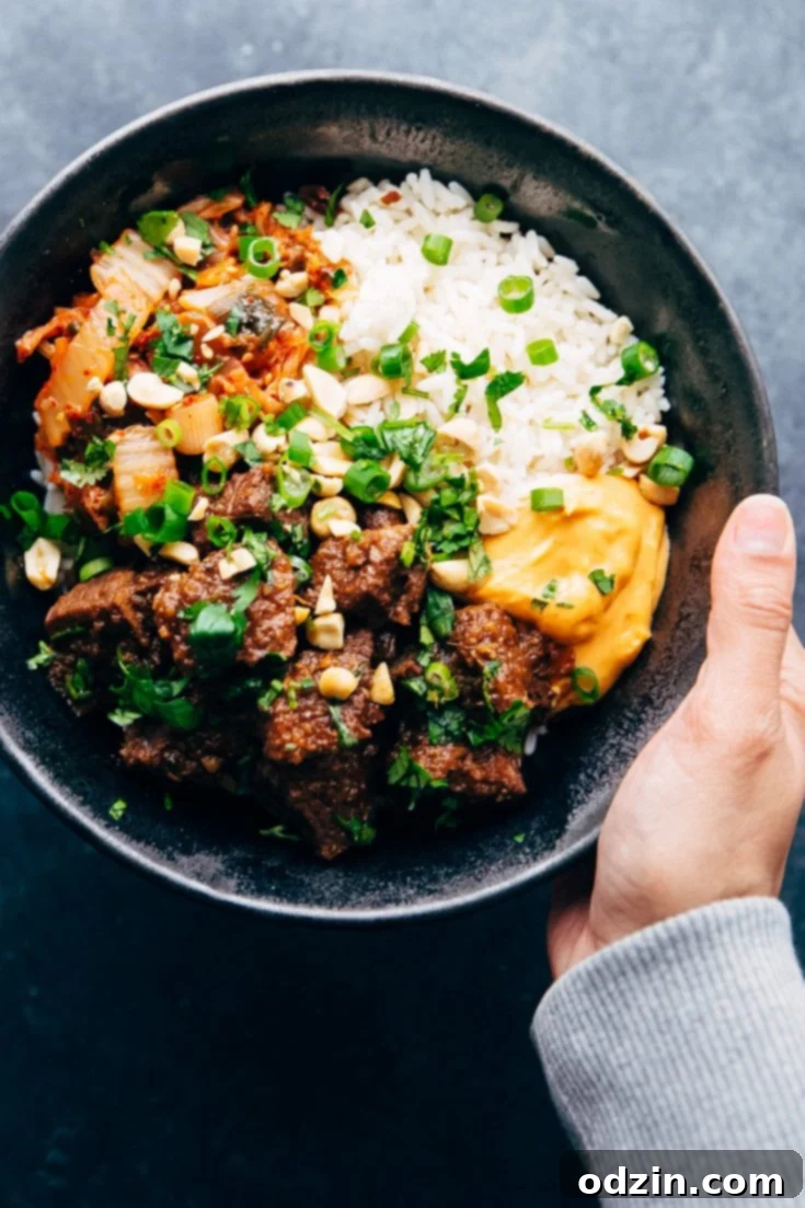 Pinterest pin for Instant Pot Korean Beef Bowls