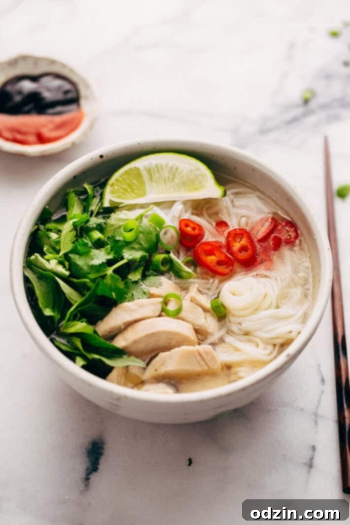 Instant Pot Chicken Pho Noodle Soup (Pho Ga) - Learn how to make chicken pho in your instant pot! This soup has tons of aromatics and is delicious! #instantpot #pressurecooker #chickenpho #phoga #instantpotchickenpho | Littlespicejar.com