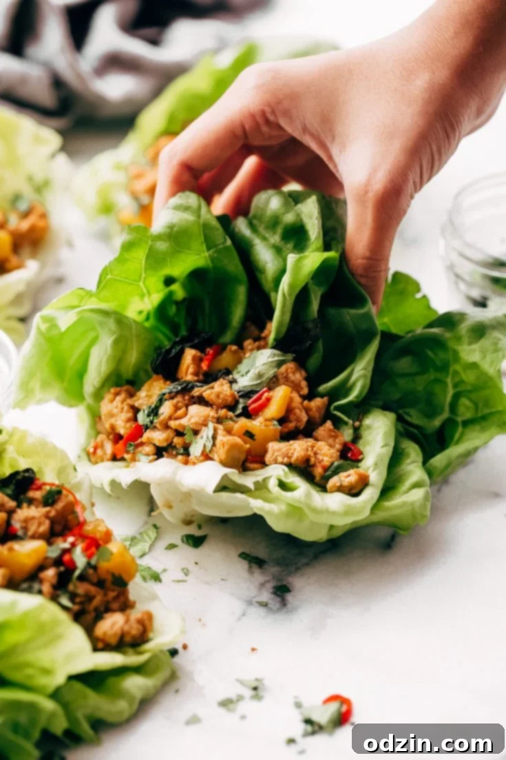 Springtime Basil Chicken Lettuce Wraps