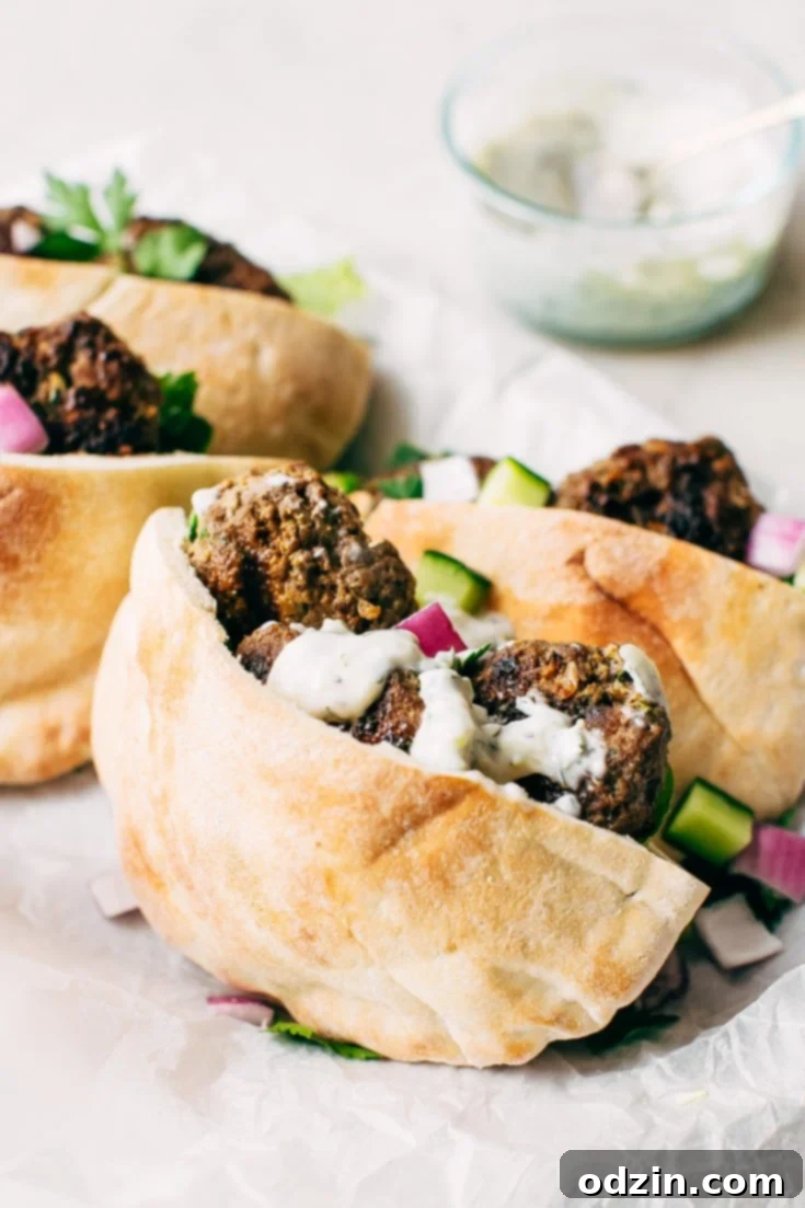 Kofta Pita Sandwich with Garlic Tahini Sauce