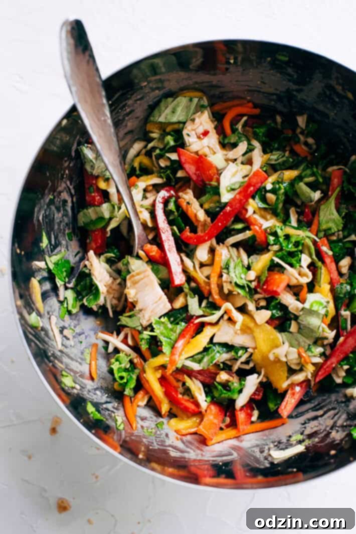 Chopped Thai Chicken Salad with Skinny Peanut Dressing (Meal Prep) - Learn how to prep an easy Thai chicken salad for your weekly lunches! So good and so skinny! #mealprep #choppedthaisalad #chickensalad #thaisalad | Littlespicejar.com