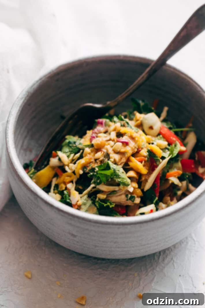 Chopped Thai Chicken Salad with Skinny Peanut Dressing (Meal Prep) - Learn how to prep an easy Thai chicken salad for your weekly lunches! So good and so skinny! #mealprep #choppedthaisalad #chickensalad #thaisalad | Littlespicejar.com