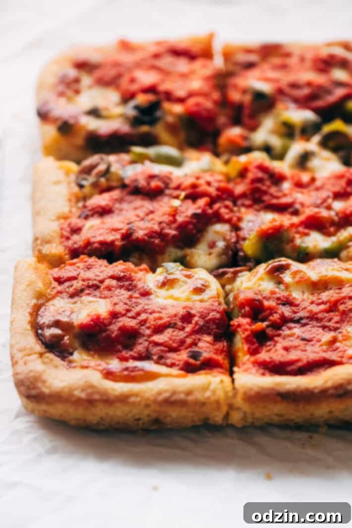 Supreme Detroit-Style Pizza - Homemade Detroit-Style pizza with the best crispy, butter dough! It's almost like focaccia bread with pizza toppings on top! #detroitpizza #detroitstylepizza #homemadepizza #pizza | Littlespicejar.com Supreme Detroit-Style Pizza - Homemade Detroit-Style pizza with the best crispy, butter dough! It's almost like focaccia bread with pizza toppings on top! #detroitpizza #detroitstylepizza #homemadepizza #pizza | Littlespicejar.com