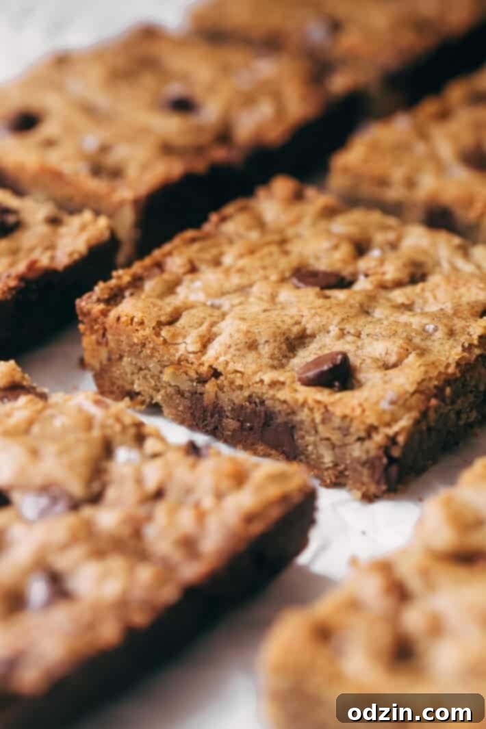 Brown Butter Pecan Chocolate Chip Blondies - butterscotch flavored base with tons of nutty pecans and creamy chocolate chips. These blondies are absolutely addicting! #blondies #chocolatechipblondies #brownbutterblondies #pecanblondies | Littlespicejar.com