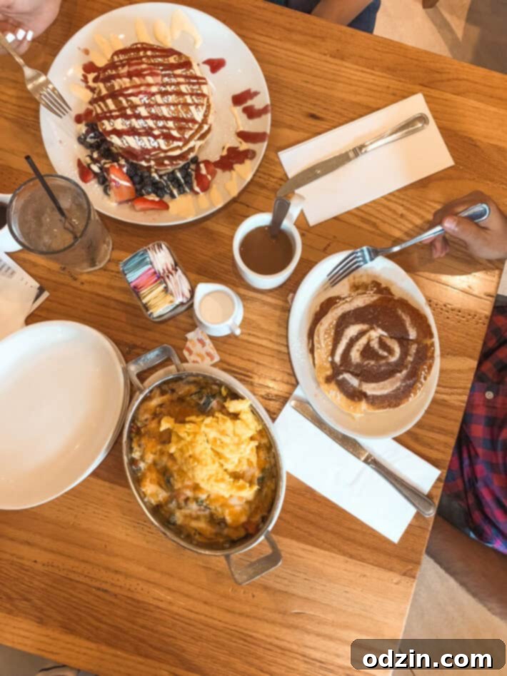 A mouthwatering spread of various breakfast items
