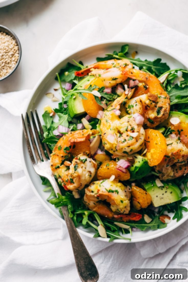 Avocado Shrimp Salad with Citrus Miso Dressing