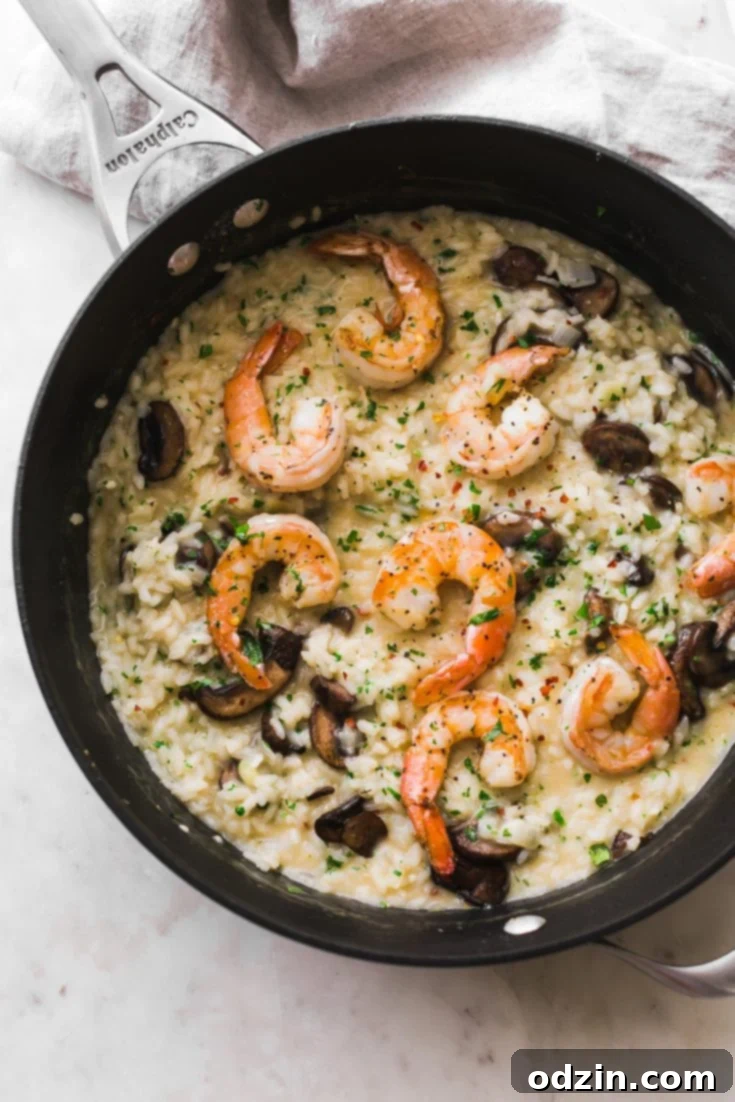 Mushroom Parmesan Shrimp Risotto