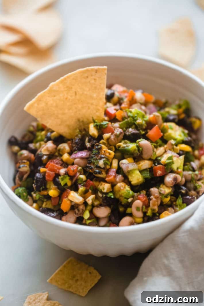 caviar dip in bowl with tortilla chip