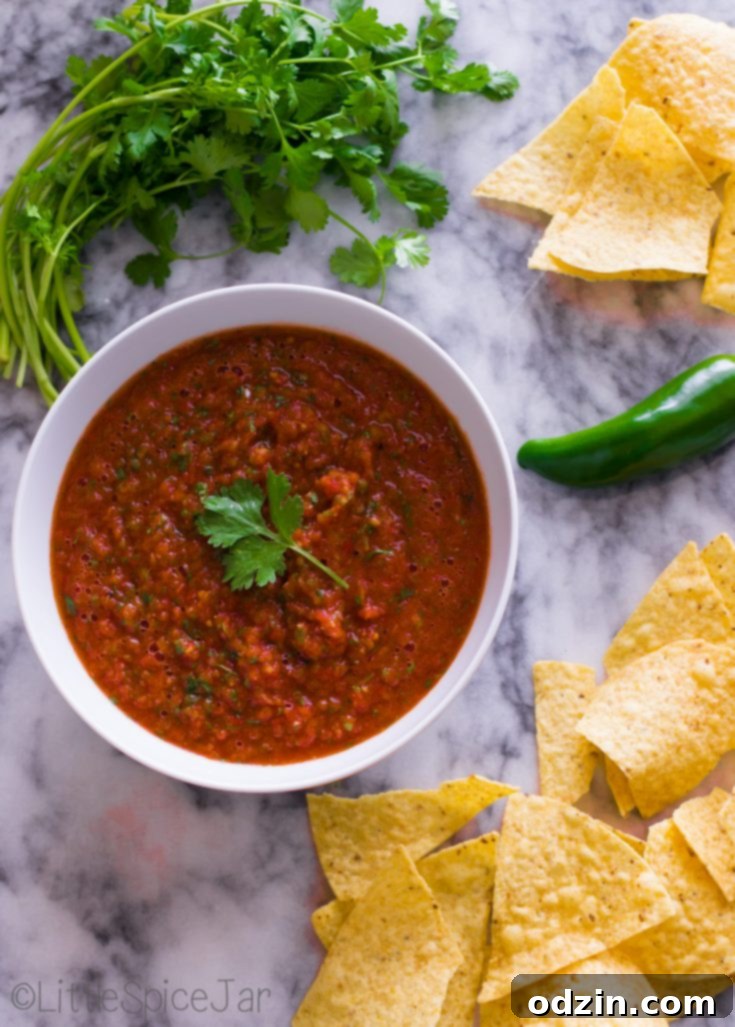 Restaurant Style Fire-Roasted Salsa served in a bowl