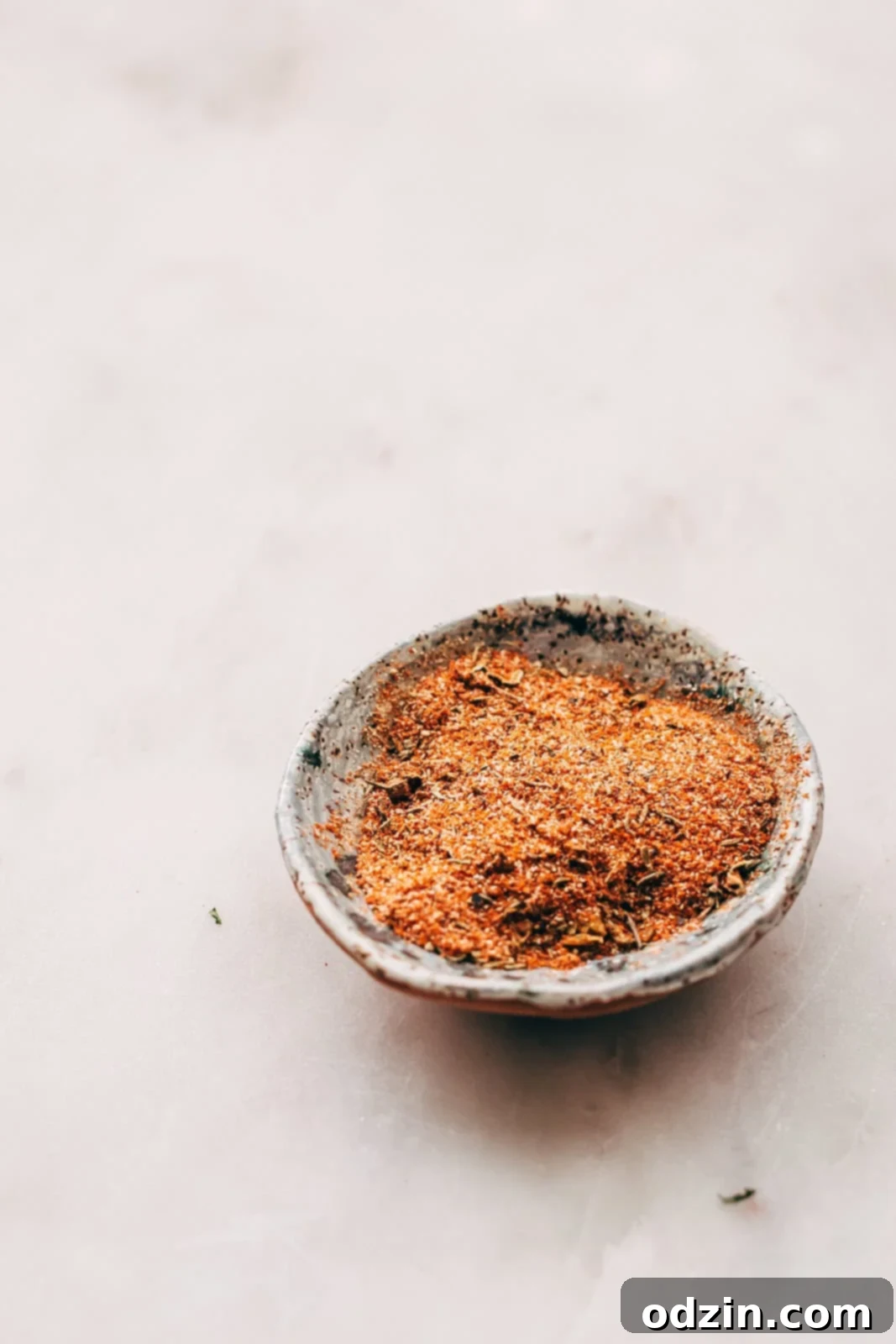 Spicy Cajun Shrimp Etouffee 5 homemade cajun seasoning in small dish on white marble