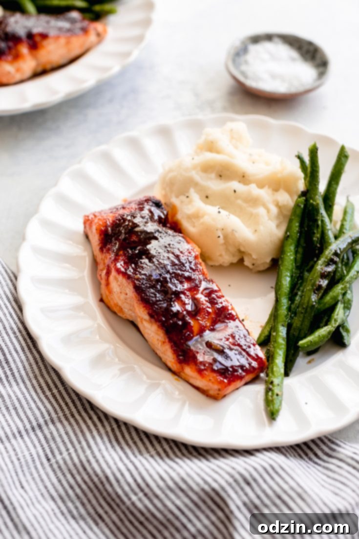 Spicy Maple Glazed Salmon ready to be served, showcasing its sweet and spicy glaze.