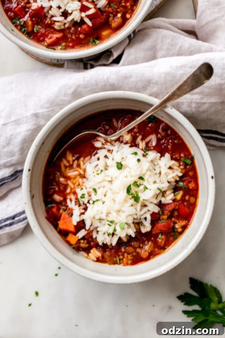 Moroccan Stuffed Pepper Soup