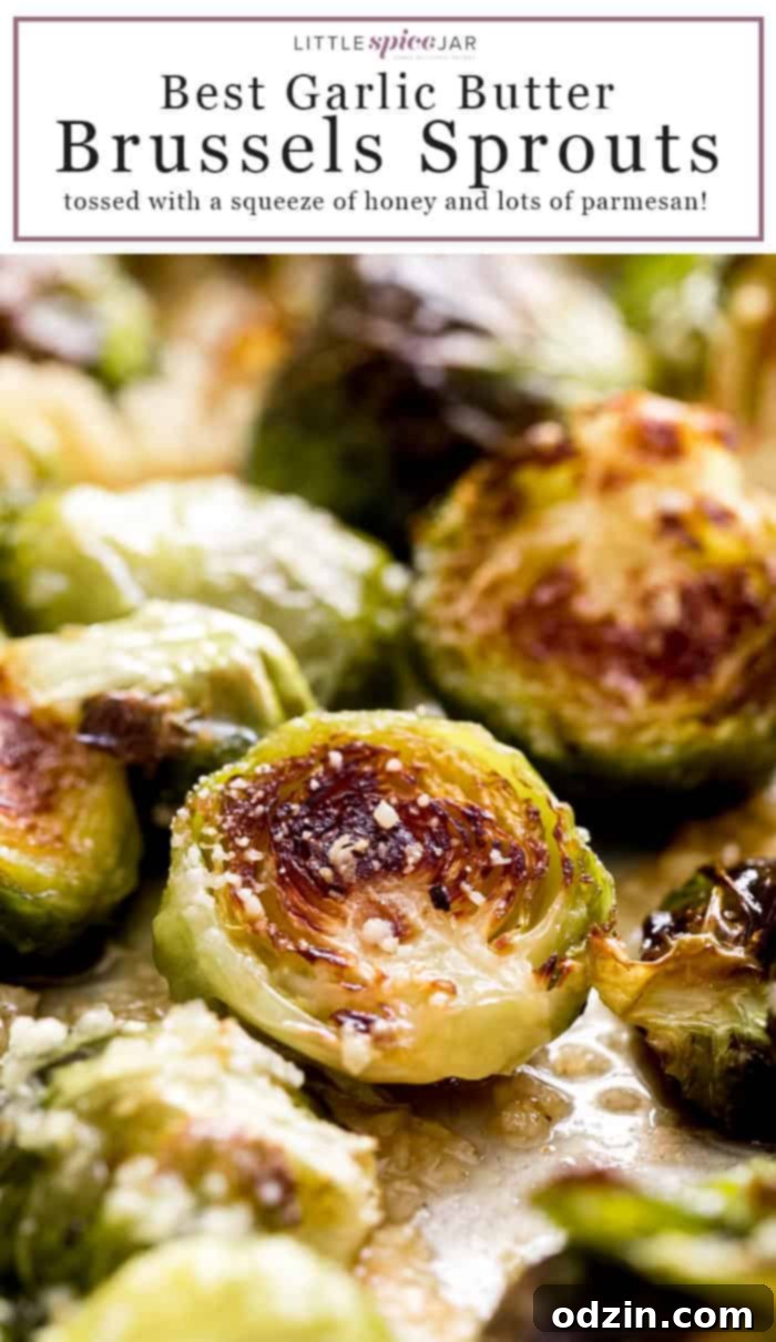 Pinterest icon for sharing this delicious garlic butter Brussels sprouts recipe.