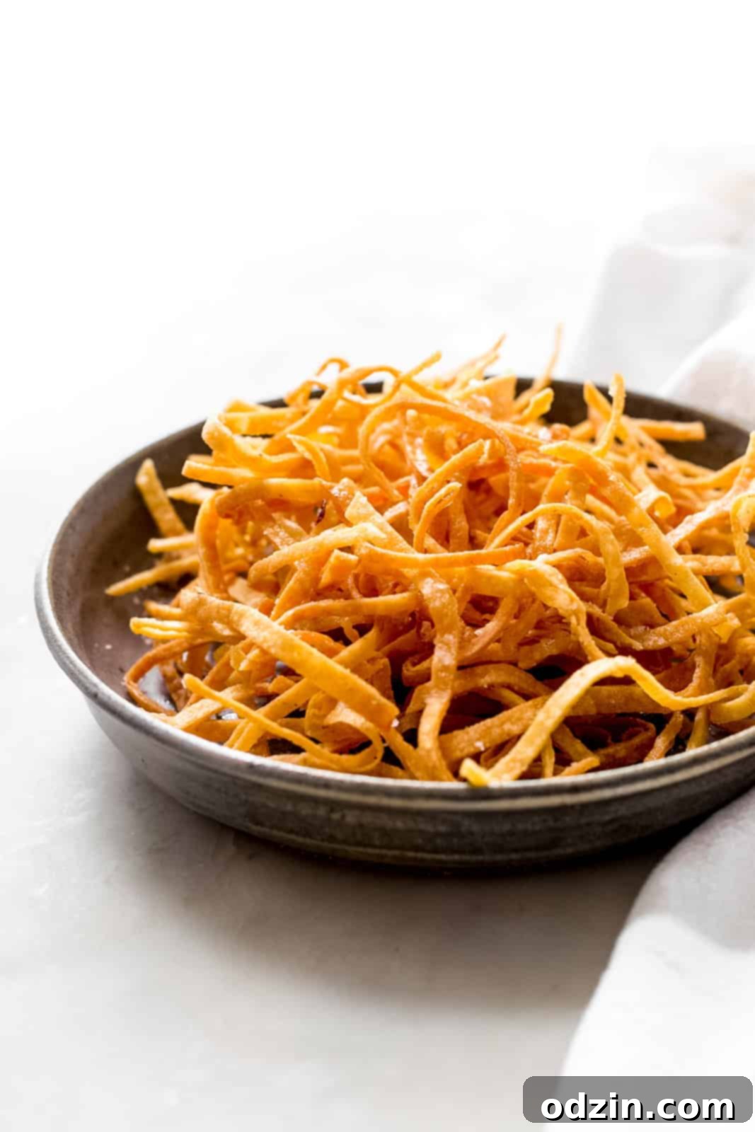 plate holding thinly sliced tortillas that were fried and salted