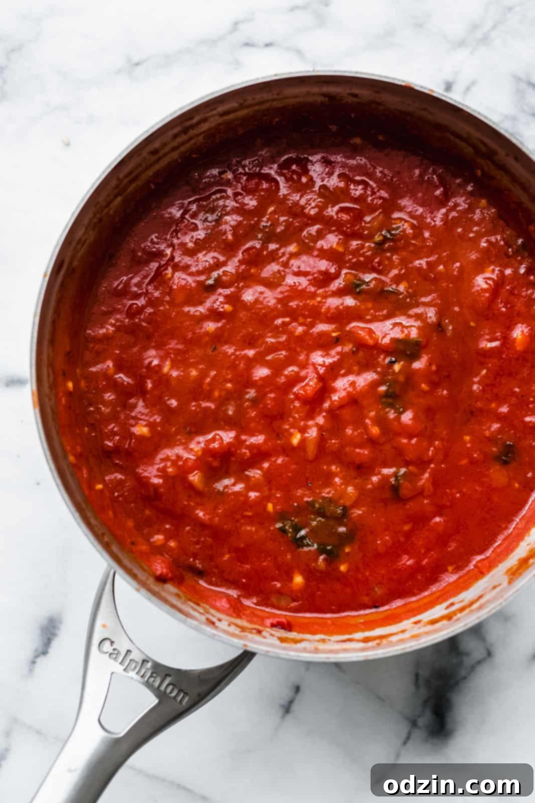 prepared arrabbiata sauce in sauce pot