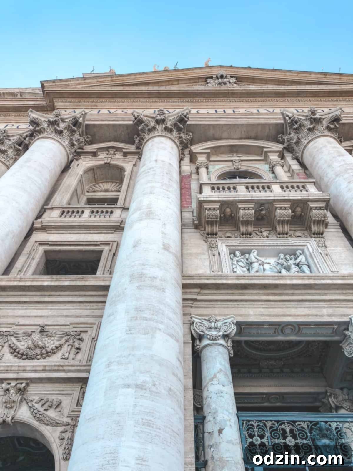 shot of looking up at the Vatican architecture from outside 