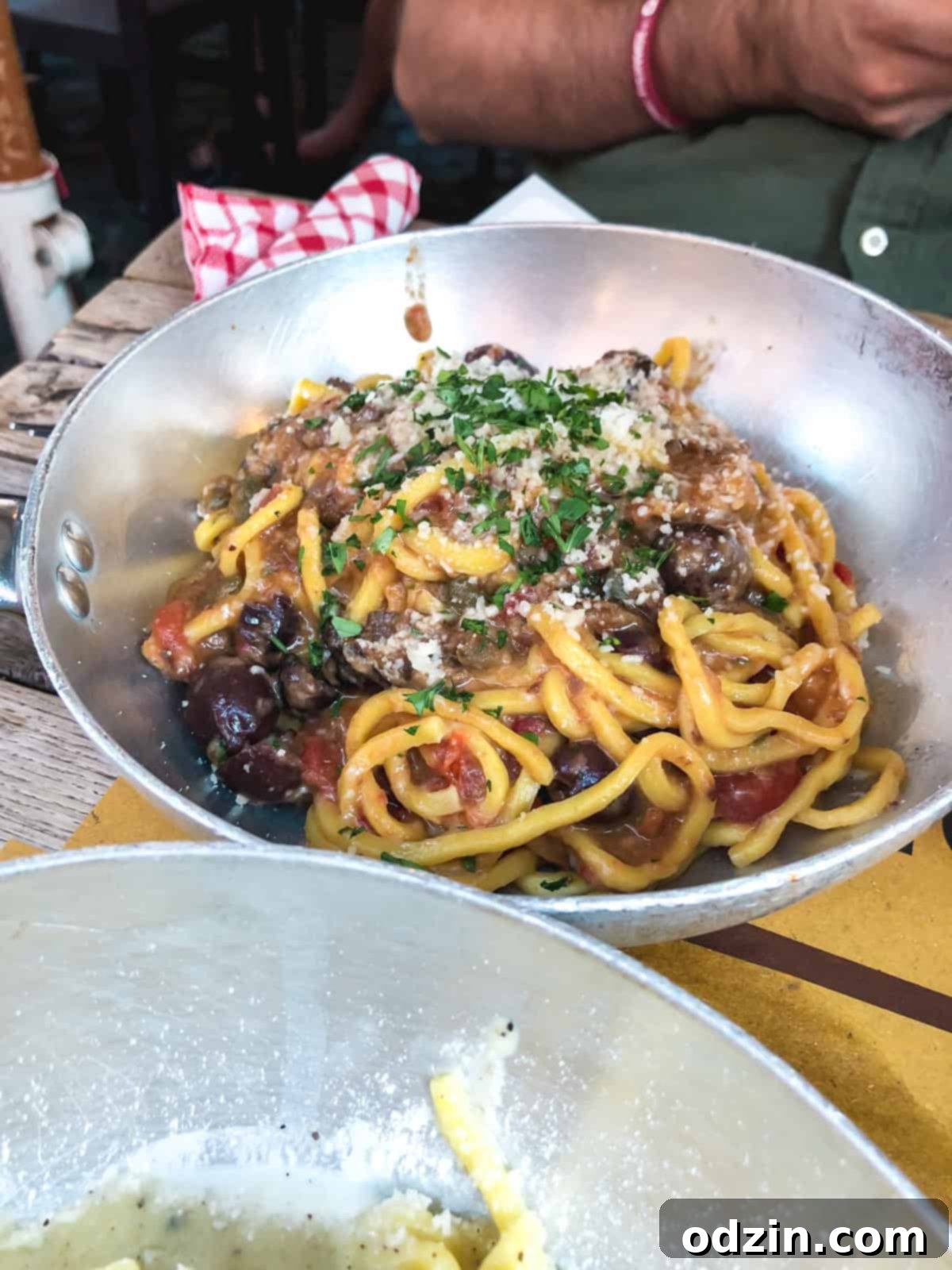 kalamata olive, mozzarella cheese, tomato pasta from Tonnarello