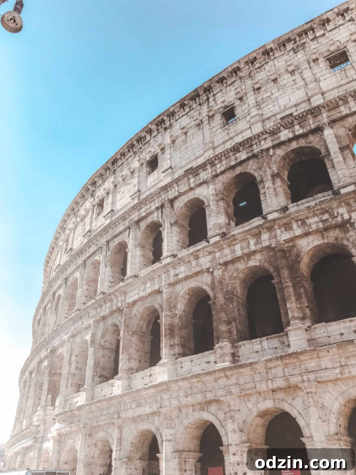 a shot from below the Roman Colosseum 