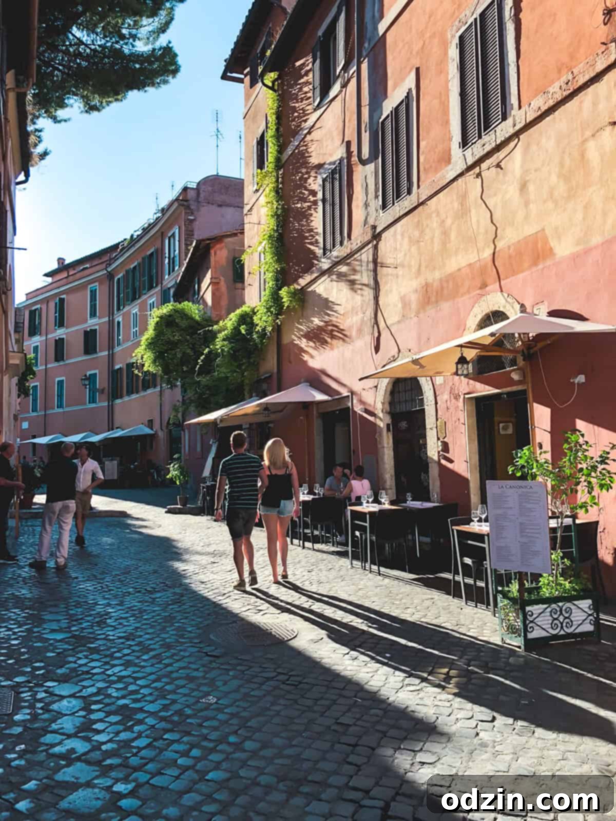 walking the streets of Trastevere just before sunset