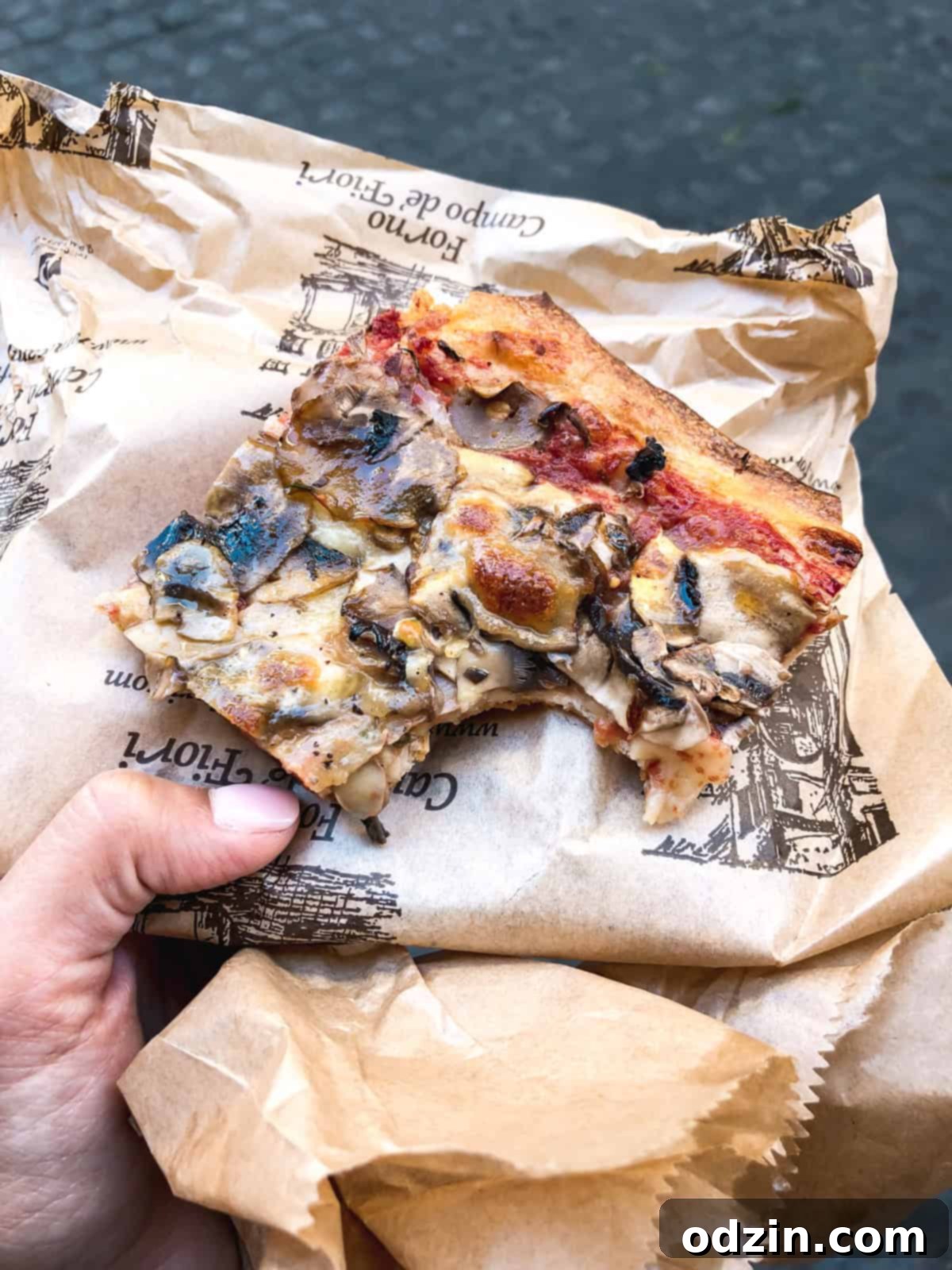 fungi pizza from Forno Campo de Fiori in Rome