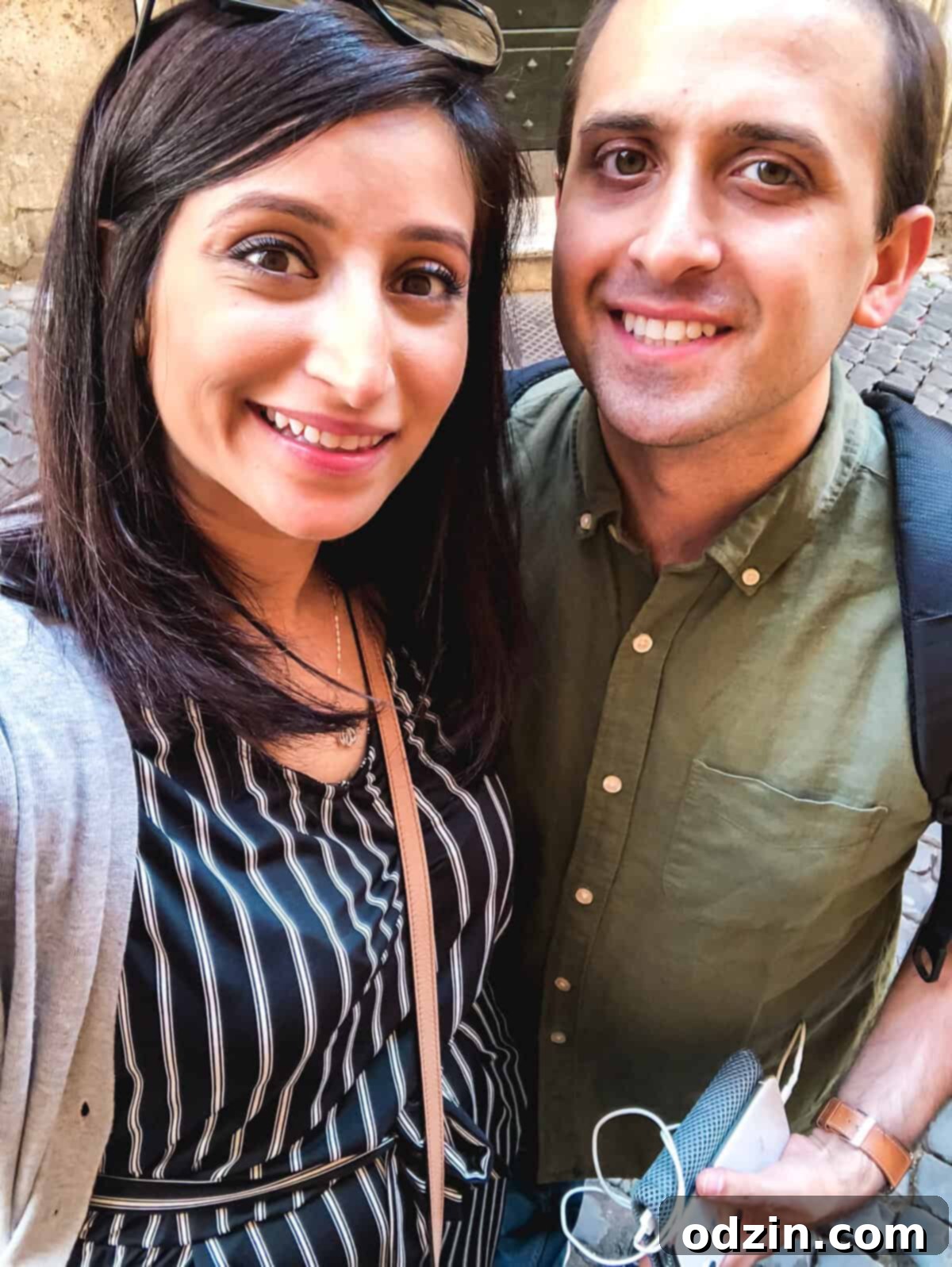picture of hubby and me outside our airbnb in Rome