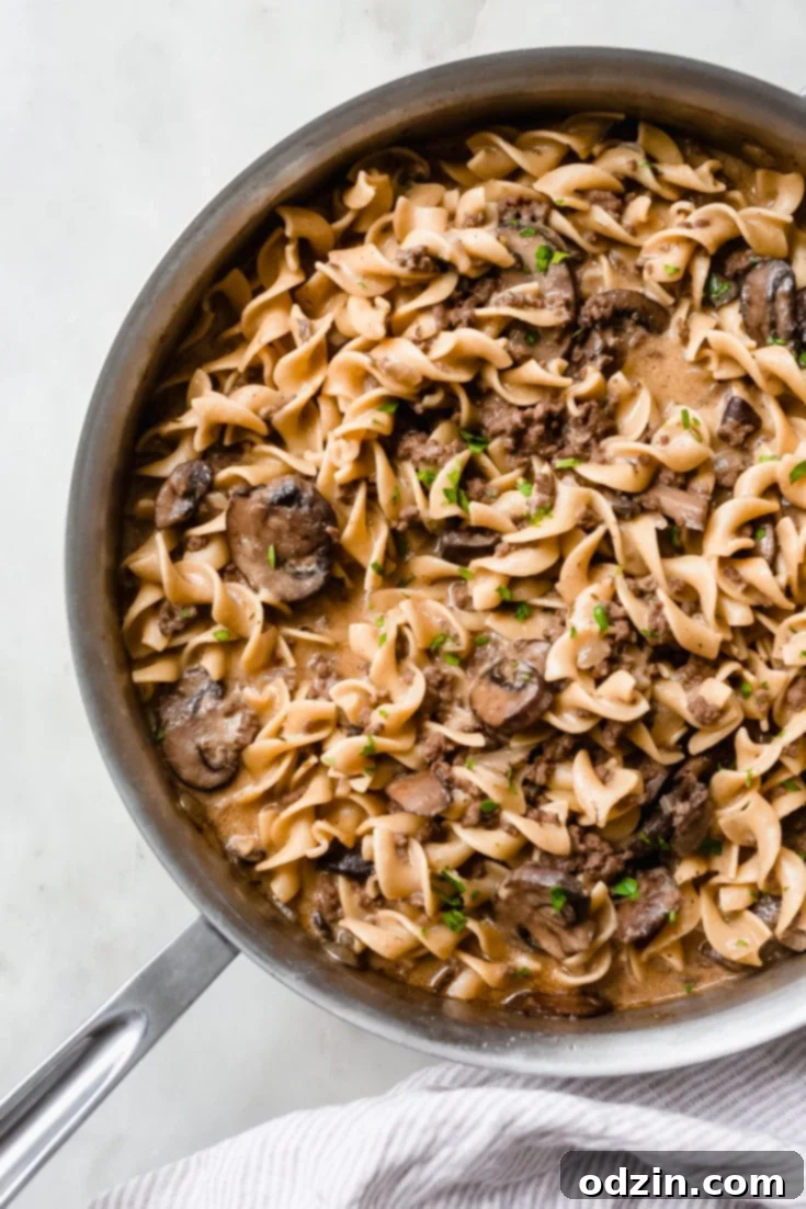 30 Minute Skillet Ground Beef Stroganoff