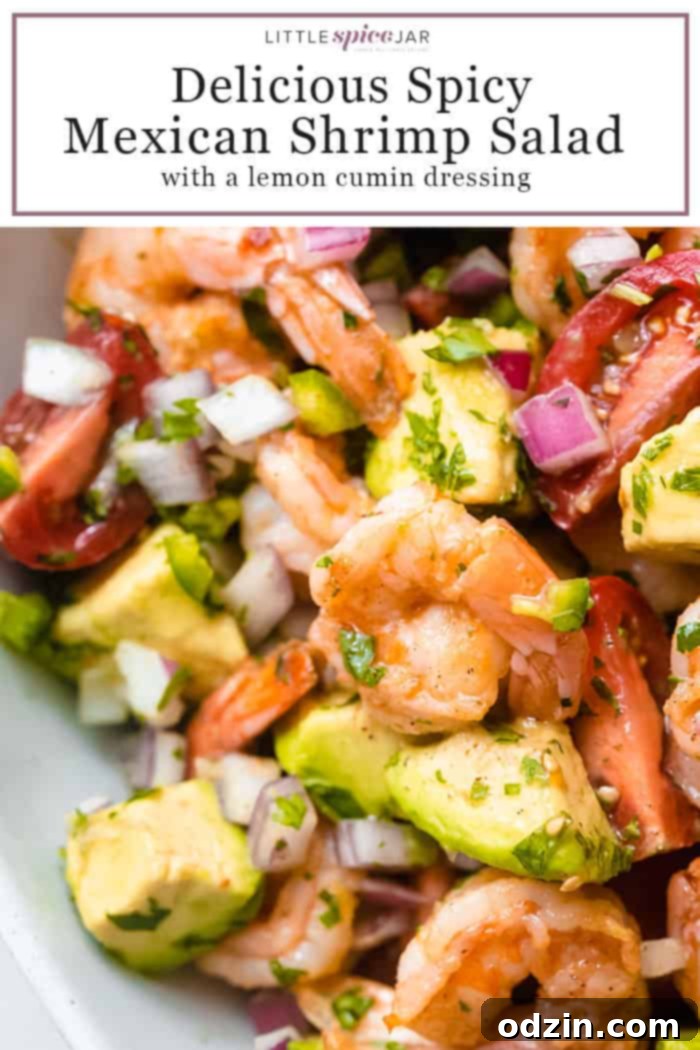 Pinterest pin for Mexican Shrimp Salad recipe