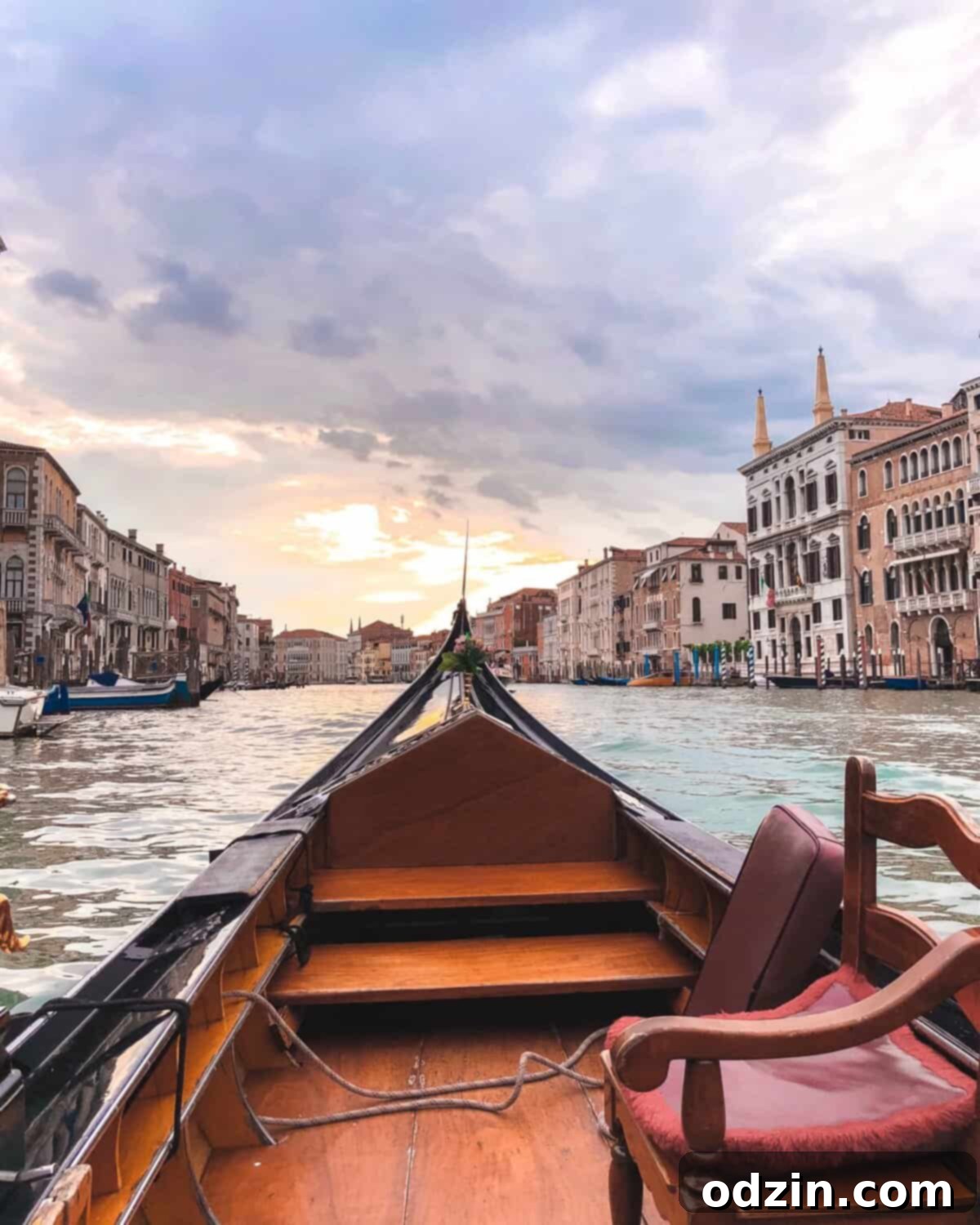 gondola on the Venice canals during sunset