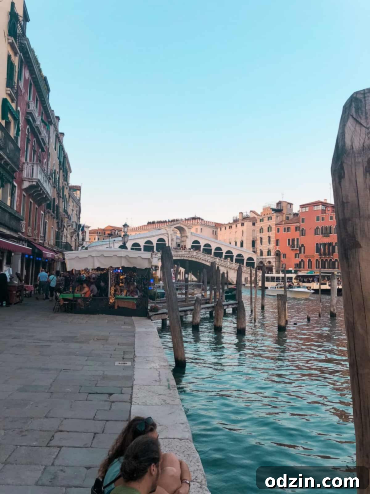 a distant picture of the Rialto Bridge