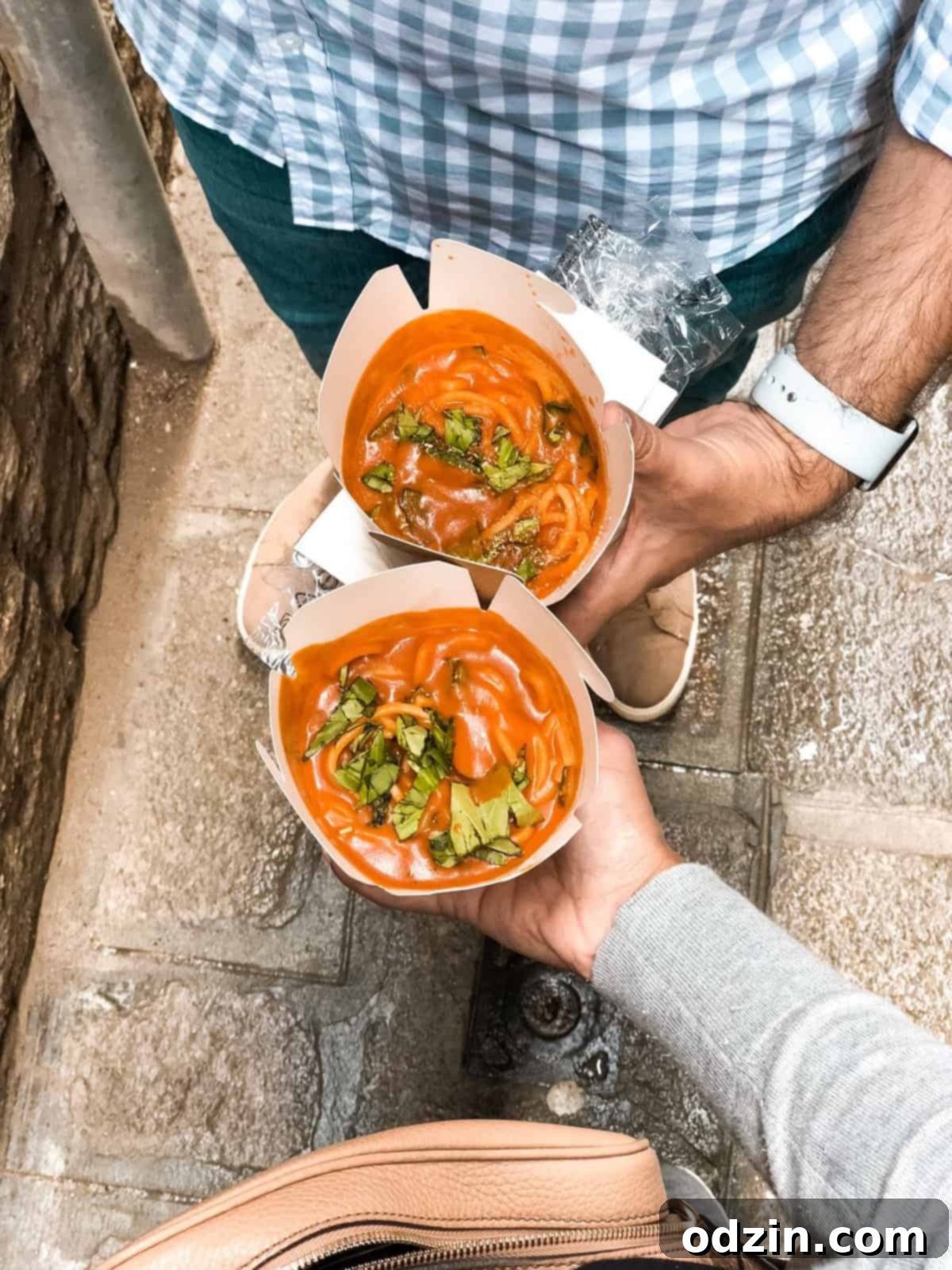 tomato basil sauce on fresh pasta from pasta to go 